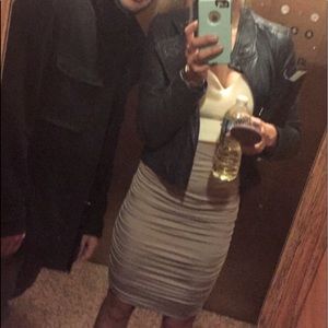 Lovers + Friends Ruched Grey Skirt